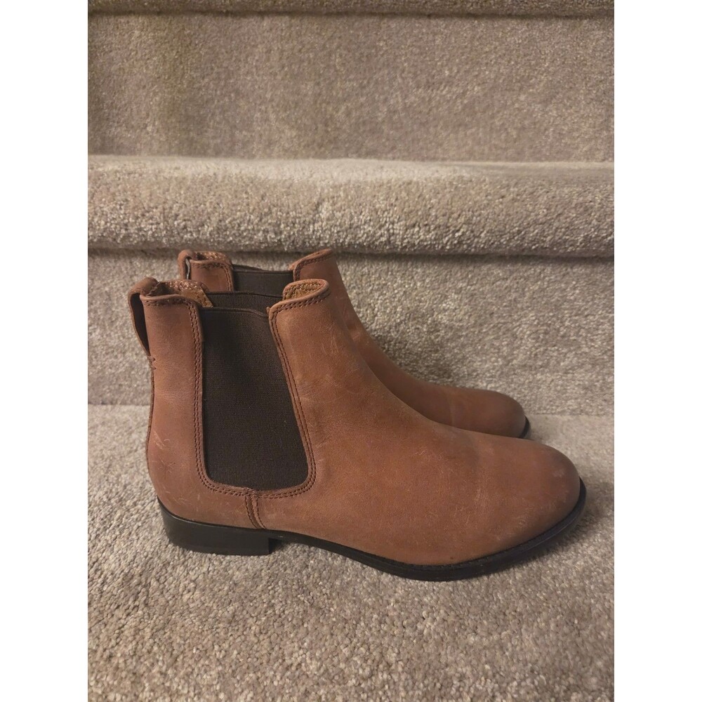 Frye Brown Cognac Leather Chelsea Boots Slip-On Ankle Boots Size 7.5